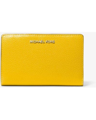 Michael Kors Mk Empire Medium Pebbled Leather Wallet - Yellow