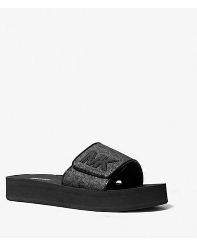 Michael Kors Logo Platform Slide Sandal - Black