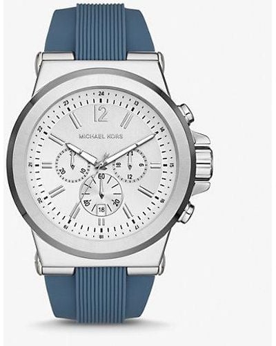 Michael Kors Oversized Dylan Silver-tone And Silicone Watch - Blue