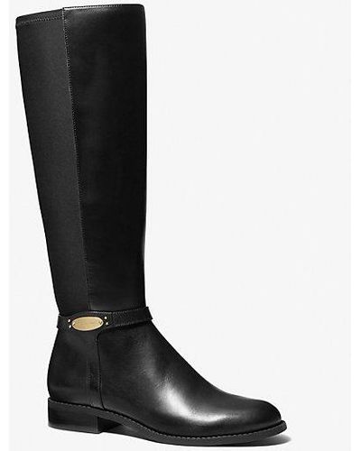 Michael Kors Mk Finley Leather Boot - Black