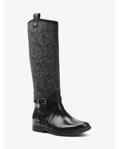 Michael Kors Charm Tweed And Rubber Rain Boot - Black