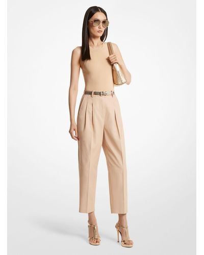 Michael Kors Cotton Blend Twill Cropped Trousers - White