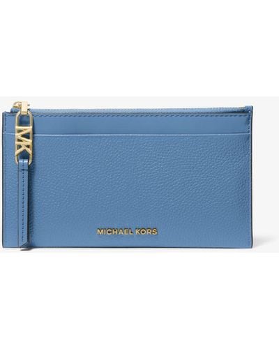 Michael Kors Mk Empire Large Pebbled Leather Card Case - Blue