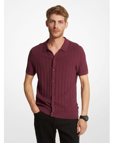 Michael Kors Camisa de mezcla de algodón texturizado - Rojo