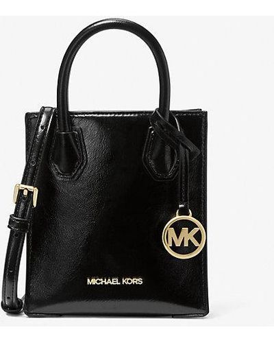 Michael Kors Mercer Extra-small Patent Crossbody Bag - Black