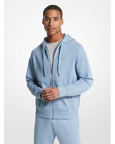 Michael Kors Embroidered Logo Cotton Terry Zip-up Hoodie - Blue
