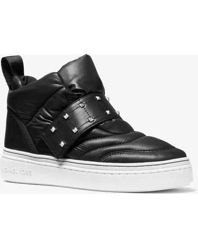 Michael Kors Stirling Embellished Quilted Recycled Polyester High-top Trainer - Black