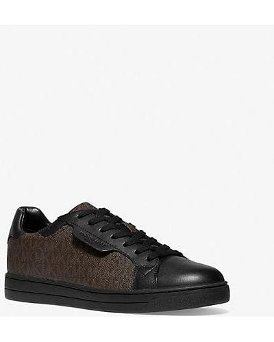 Michael Kors Keating Logo And Leather Trainer - Black