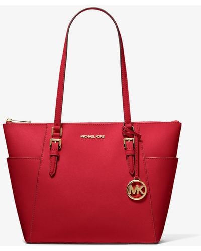 Michael Kors Charlotte Large Saffiano Leather Top-zip Tote Bag - Red