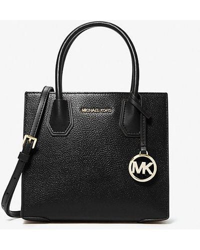 Michael Kors Mercer Medium Pebbled Leather Crossbody Bag - Black
