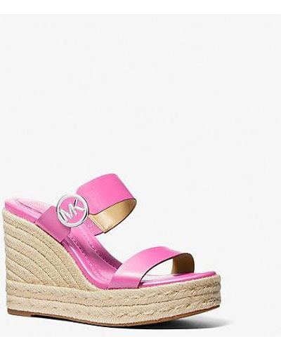 Michael Kors Lucinda Leather Wedge Sandal - Pink