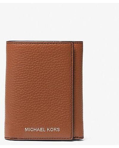 Michael Kors Hudson Pebbled Leather Tri-fold Wallet - Brown