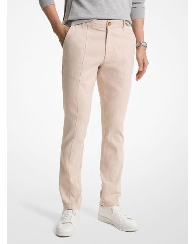Michael Kors Mk Linen Blend Trousers - Natural