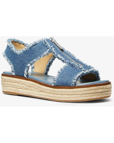 Michael Kors Berkley Frayed Denim Espadrille - Blue