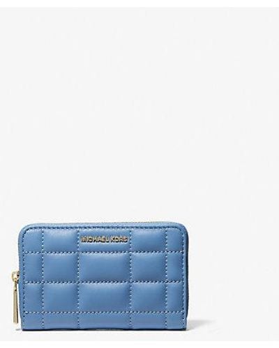 Michael Kors Mk Small Quilted Leather Wallet - Blue