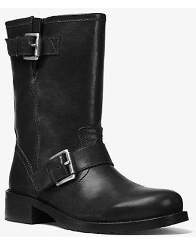 Michael Kors Jonas Leather Moto Boot - Black