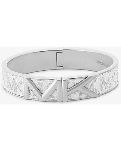 Michael Kors Mott Silver-tone Logo Bangle - White