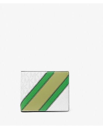 Michael Kors Cooper Logo And Striped Billfold Wallet - Green