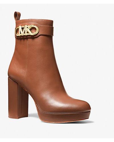 Michael Kors Parker Leather Platform Boot - Brown