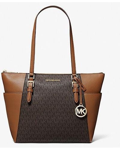 Michael Kors Charlotte Large Logo And Leather Top-zip Tote Bag - White