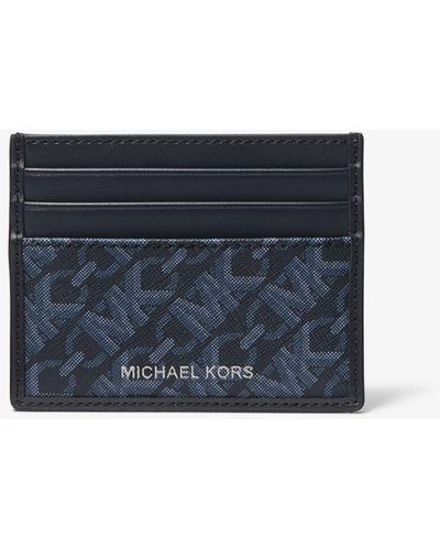 Michael Kors Mk Hudson Empire Signature Logo Tall Card Case - Blue