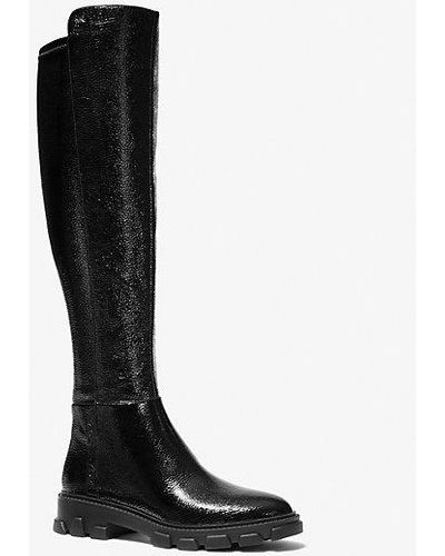 Michael Kors Crackled Faux Patent Leather Boot - Black