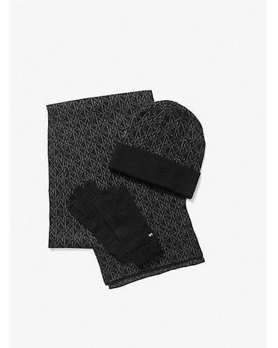 Michael Kors Logo Knit Cold-weather Set - Black