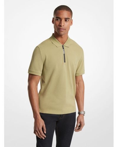 Michael Kors Mk Cotton Half-Zip Polo Shirt - Green