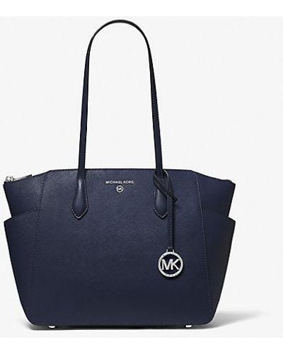Michael Kors Marilyn Medium Saffiano Leather Tote Bag - Blue