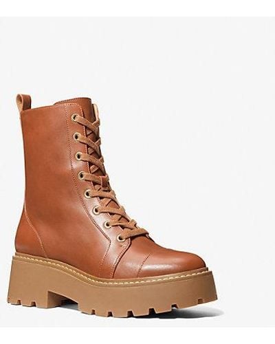 Michael Kors Blake Leather Combat Boot - Brown