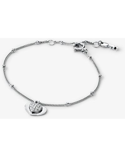 Michael Kors Precious Metal-plated Sterling Silver Pavé Heart Bracelet - Natural