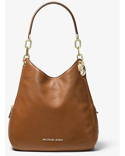 MICHAEL Michael Kors Lillie Pebbled Leather Chain Shoulder To - Brown