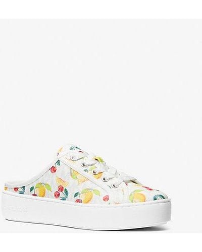 Michael Kors Poppy Fruit Print Logo Slip-on Sneaker - White