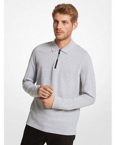 Michael Kors Cotton Long-sleeve Polo Shirt - Gray