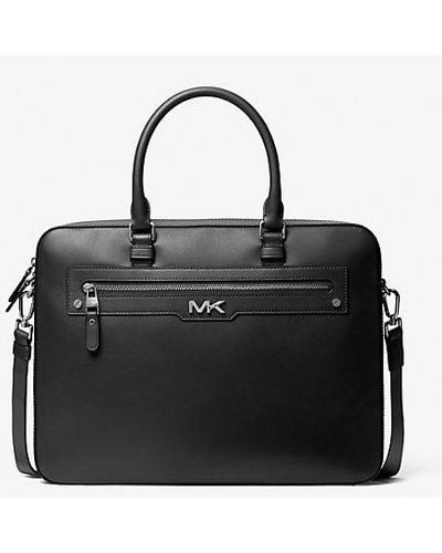 Michael Kors Varick Large Leather Briefcase - Black