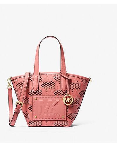Michael Kors Kimber Small 2-in-1 Logo Embossed And Perforated Tote Bag - Pink