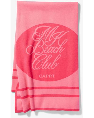 Michael Kors Handtuch aus Kaschmir und Baumwolle mit MK Beach Club-Logo - Pink
