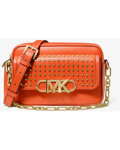 MICHAEL Michael Kors Parker Medium Studded Leather Crossbody Bag - Orange