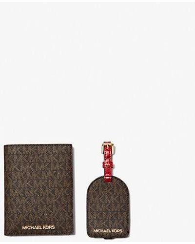 Michael Kors Signature Logo Passport Case And Luggage Tag Gift Set - White