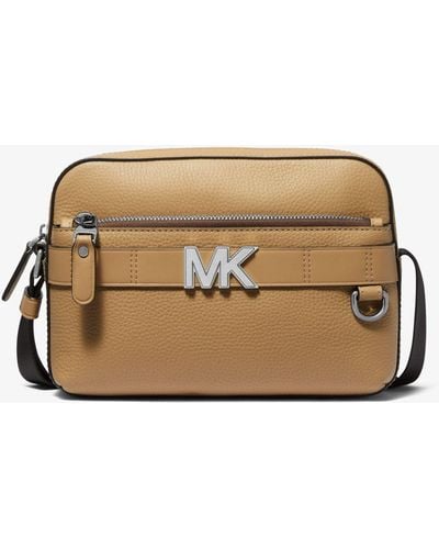 Michael Kors Hudson Pebbled Leather Utility Crossbody Bag - Natural