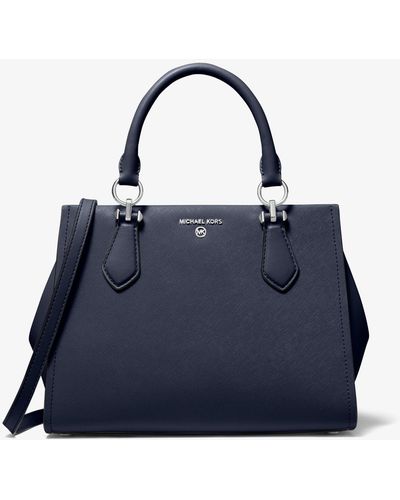 Michael Kors Sac porté main Marilyn de taille moyenne en cuir saffiano - Bleu