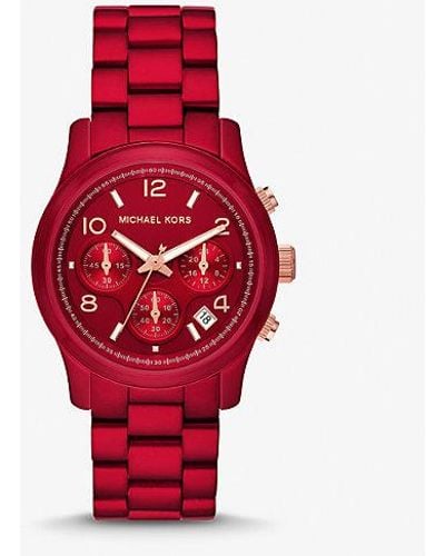 Michael Kors Runway Chronograph Coated Stainless Steel Bracelet Watch 38mm - Red