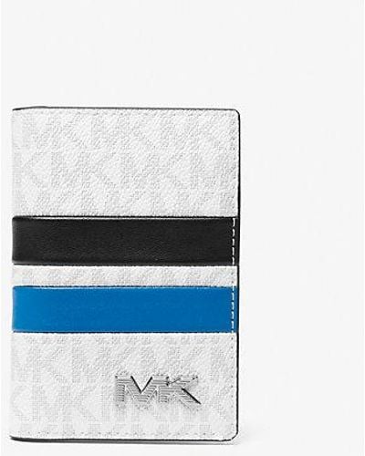 Michael Kors Signature Logo Stripe Bi-fold Card Case - White