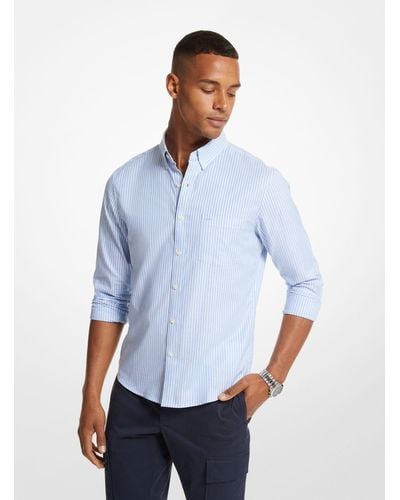 Michael Kors Camisa a rayas de algodón elástico - Azul