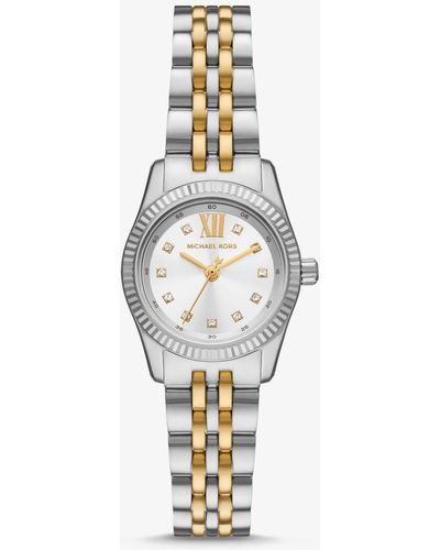 Michael Kors Petite Lexington Pavé Two-tone Watch - White