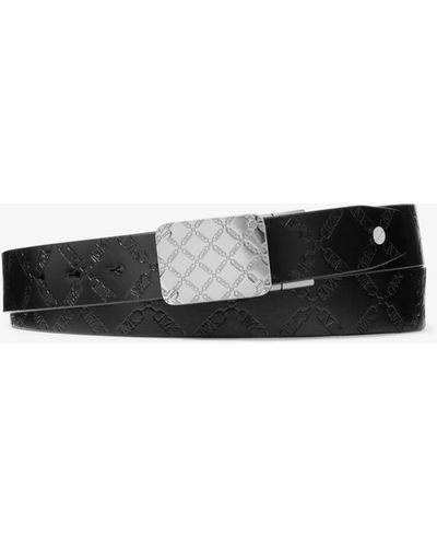 Michael Kors Mk Reversible Empire Logo Embossed Leather Belt - White