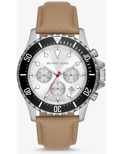 Michael Kors Montre Everest argentée surdimensionnée avec bracelet en cuir - Multicolore