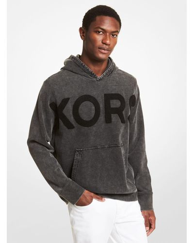 Michael Kors Kapuzenpullover Aus Baumwolle Im Acid-Wash-Look Mit Logo - Schwarz