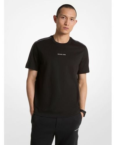 Michael Kors T-Shirt Aus Baumwolle Mit Logostreifen - Schwarz