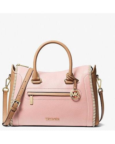 Michael Kors Carine Large Two-tone Leather Satchel - Pink